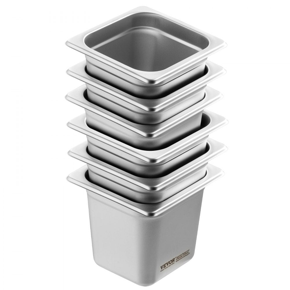 UCT8166-6 - 6 Pack 6" Deep Anti-Jam Stainless Steel Hotel Pans