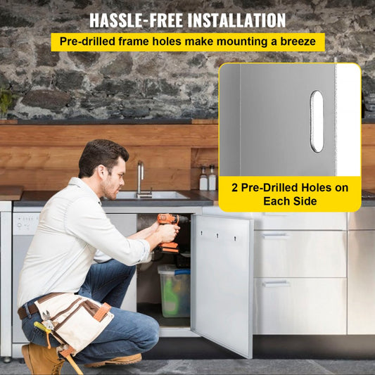 CGM-17x24IN - 17W x 24H Stainless Steel BBQ Door for Outdoor Kitchen