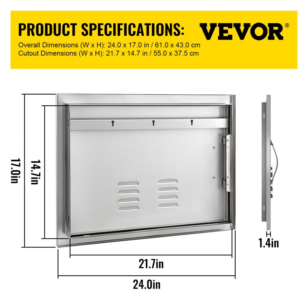 DTF-24x17IN - Premium Stainless Steel BBQ Access Door for Outdoor Kitchens