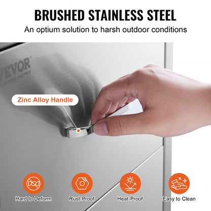 KM-CTG-2302-SKU13 - Double-Tier Stainless Steel BBQ Drawer 17.8W x 20.2H x 12.2D