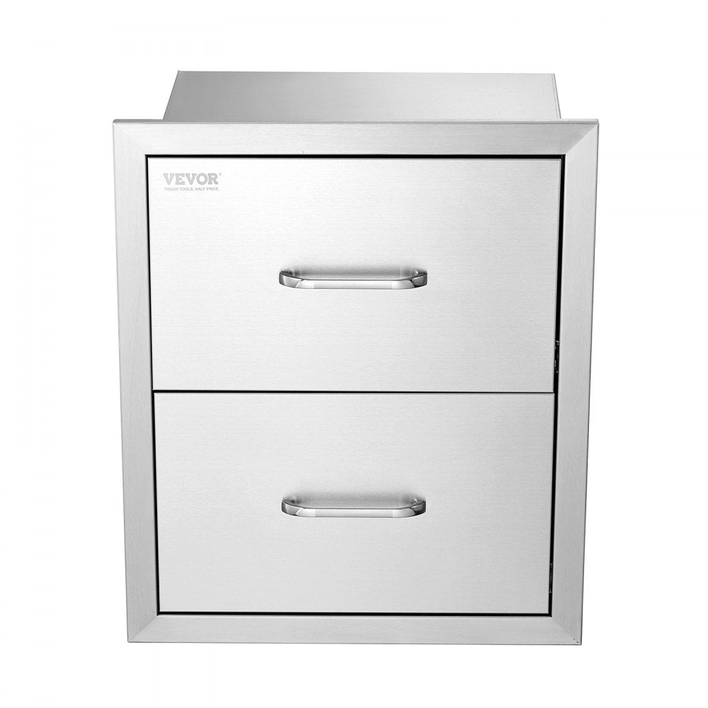 KM-CTG-2302-SKU13 - Double-Tier Stainless Steel BBQ Drawer 17.8W x 20.2H x 12.2D