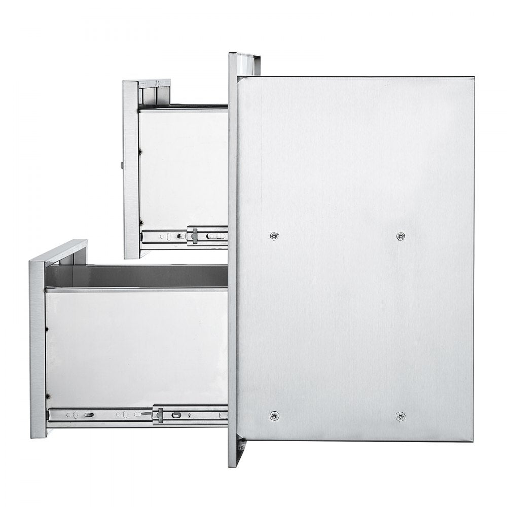 KM-CTG-2302-SKU13 - Double-Tier Stainless Steel BBQ Drawer 17.8W x 20.2H x 12.2D
