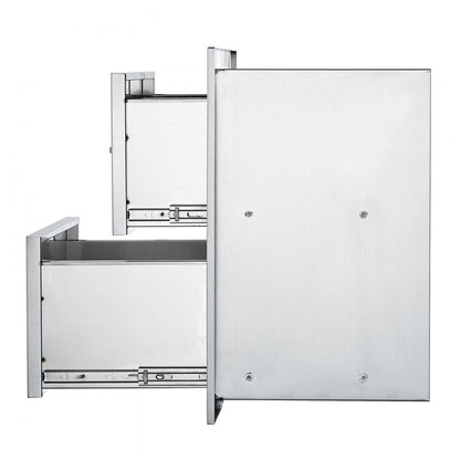 KM-CTG-2302-SKU13 - Double-Tier Stainless Steel BBQ Drawer 17.8W x 20.2H x 12.2D