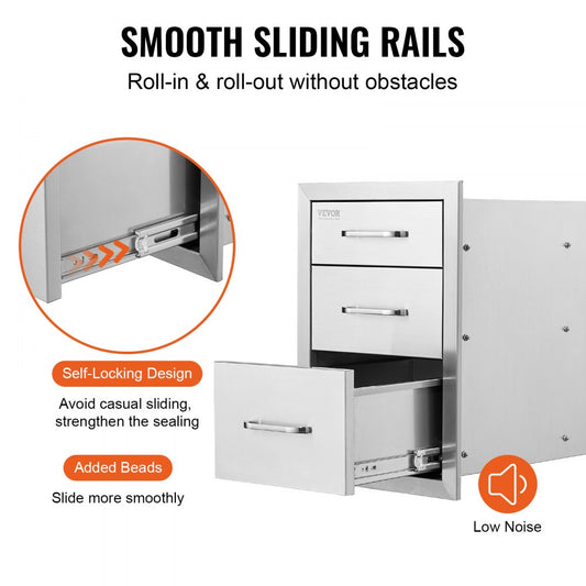 KM-CTG-2302-SKU3 - 18x23-Inch Stainless Steel Outdoor Drawer with Smooth Rails