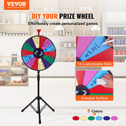010635778262 - 18" Adjustable Acrylic Prize Wheel with 14 Custom Slots