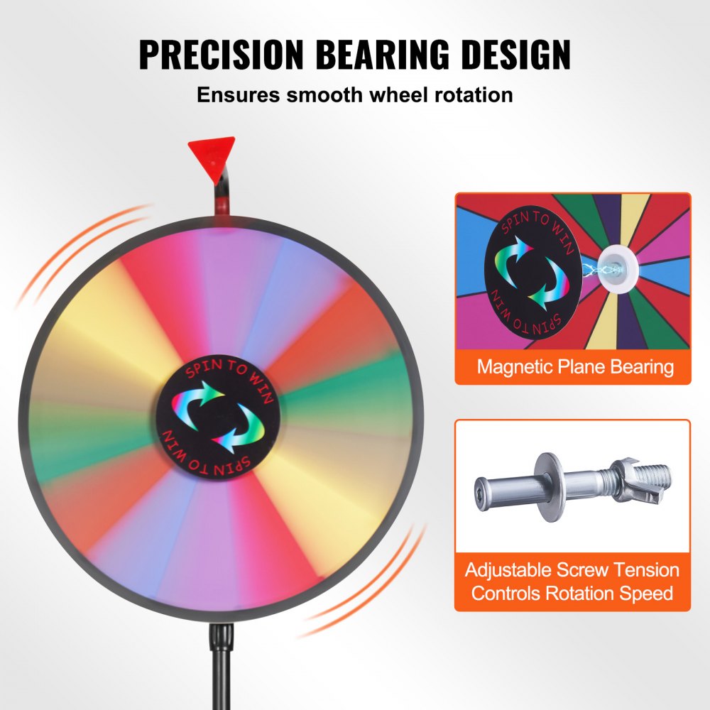 010635778262 - 18" Adjustable Acrylic Prize Wheel with 14 Custom Slots