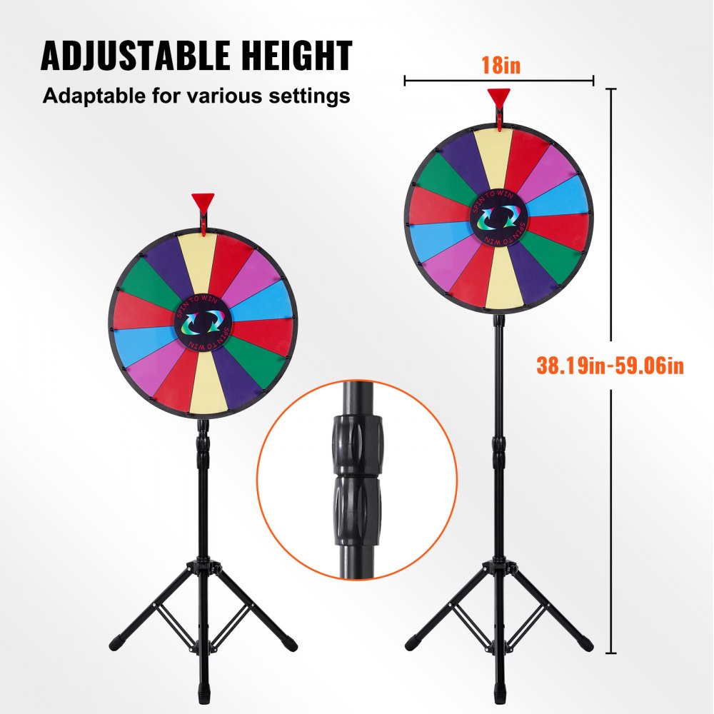 010635778262 - 18" Adjustable Acrylic Prize Wheel with 14 Custom Slots