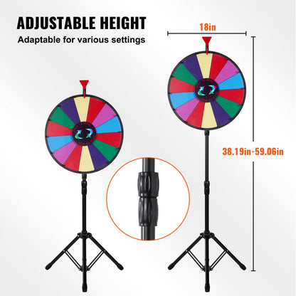 010635778262 - 18" Adjustable Acrylic Prize Wheel with 14 Custom Slots