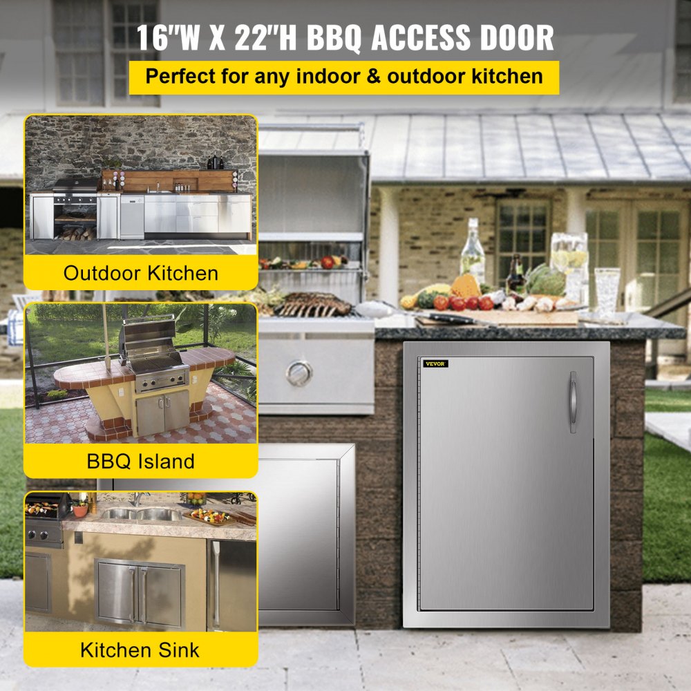 CGMZ-16x22IN - 16" x 22" Stainless Steel BBQ Access Door with Magnetic Closure