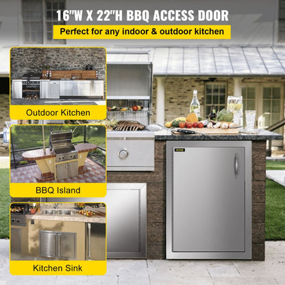 CGMZ-16x22IN - 16" x 22" Stainless Steel BBQ Access Door with Magnetic Closure