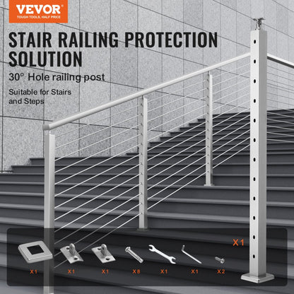 HR-005 - 42" Stainless Steel Stair Railing Post for 30° Angles