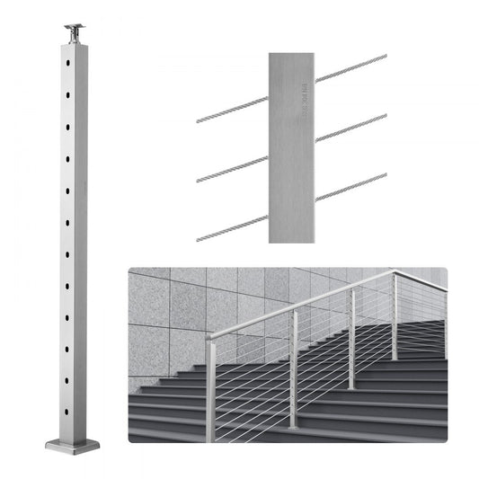 HR-005 - 42" Stainless Steel Stair Railing Post for 30° Angles