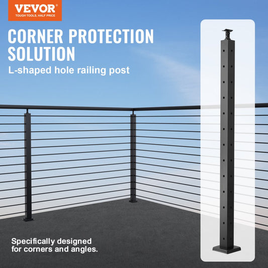 HR-007 - 42" Stainless Steel Cable Railing Post for Indoor/Outdoor Use