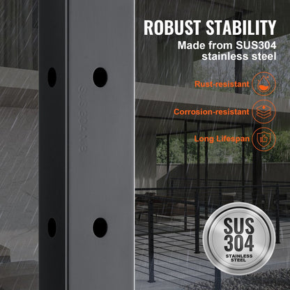 HR-007 - 42" Stainless Steel Cable Railing Post for Indoor/Outdoor Use