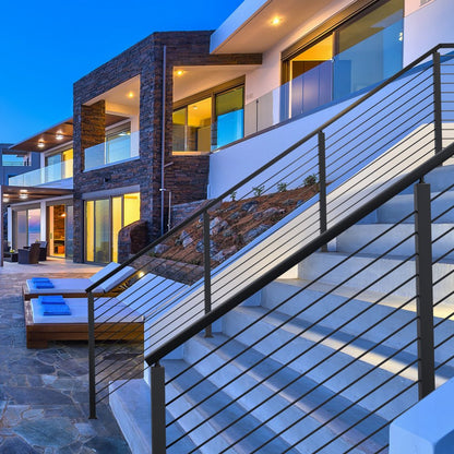 HR-006 - Durable 42" Stainless Steel Railing Post with 30° Angled Holes