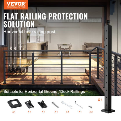 HR-009 - 66" Stainless Steel Cable Railing Post for Indoor/Outdoor Use