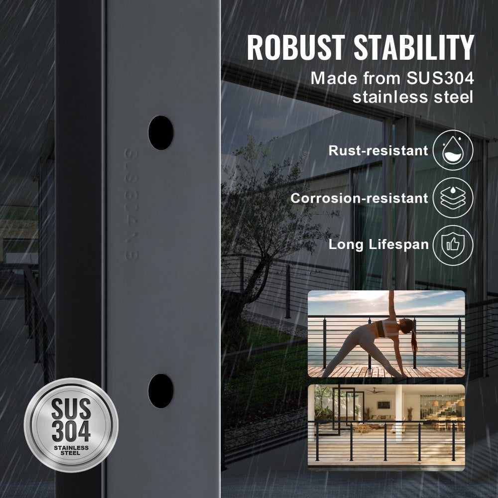 HR-009 - 66" Stainless Steel Cable Railing Post for Indoor/Outdoor Use