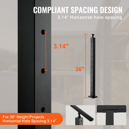 HR-009 - 66" Stainless Steel Cable Railing Post for Indoor/Outdoor Use
