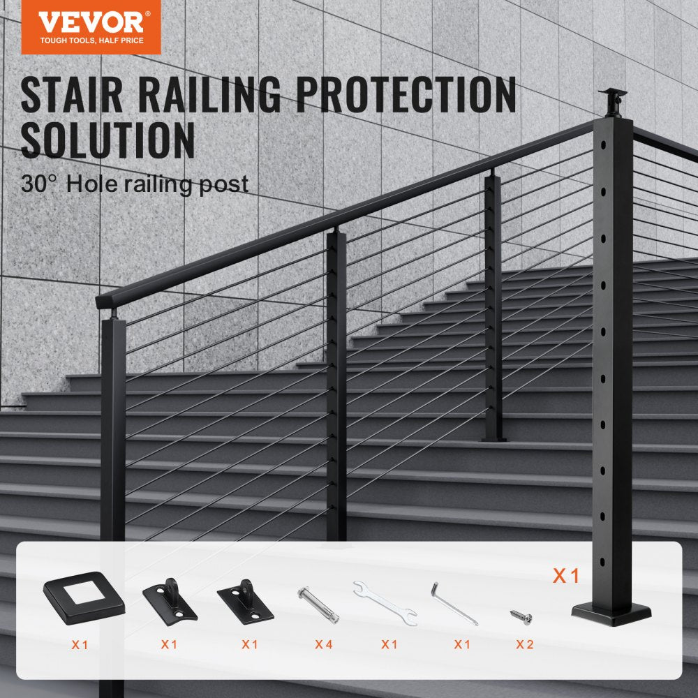 HR-010 - 36" Stainless Steel Cable Railing Post for Angled Stairs
