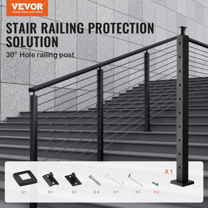 HR-010 - 36" Stainless Steel Cable Railing Post for Angled Stairs