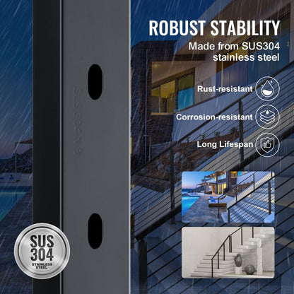 HR-010 - 36" Stainless Steel Cable Railing Post for Angled Stairs