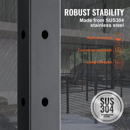 HR-011 - Durable 36" L-Shaped Stainless Steel Railing Post with 10 Holes