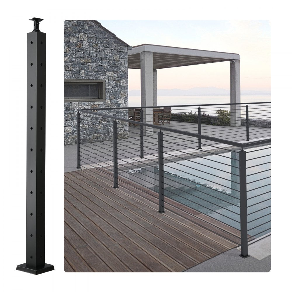 HR-011 - Durable 36" L-Shaped Stainless Steel Railing Post with 10 Holes