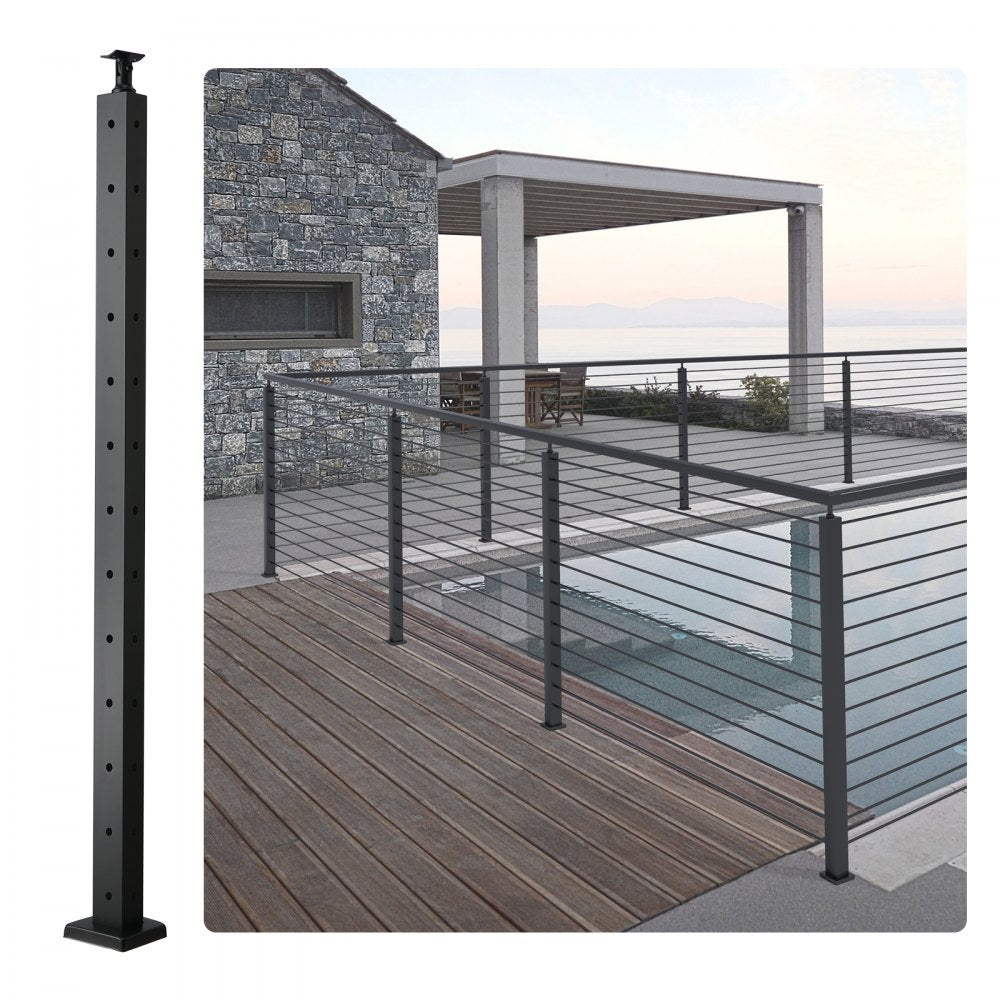 HR-014 - Durable 42" Steel Railing Post with 12 Pre-Drilled Holes