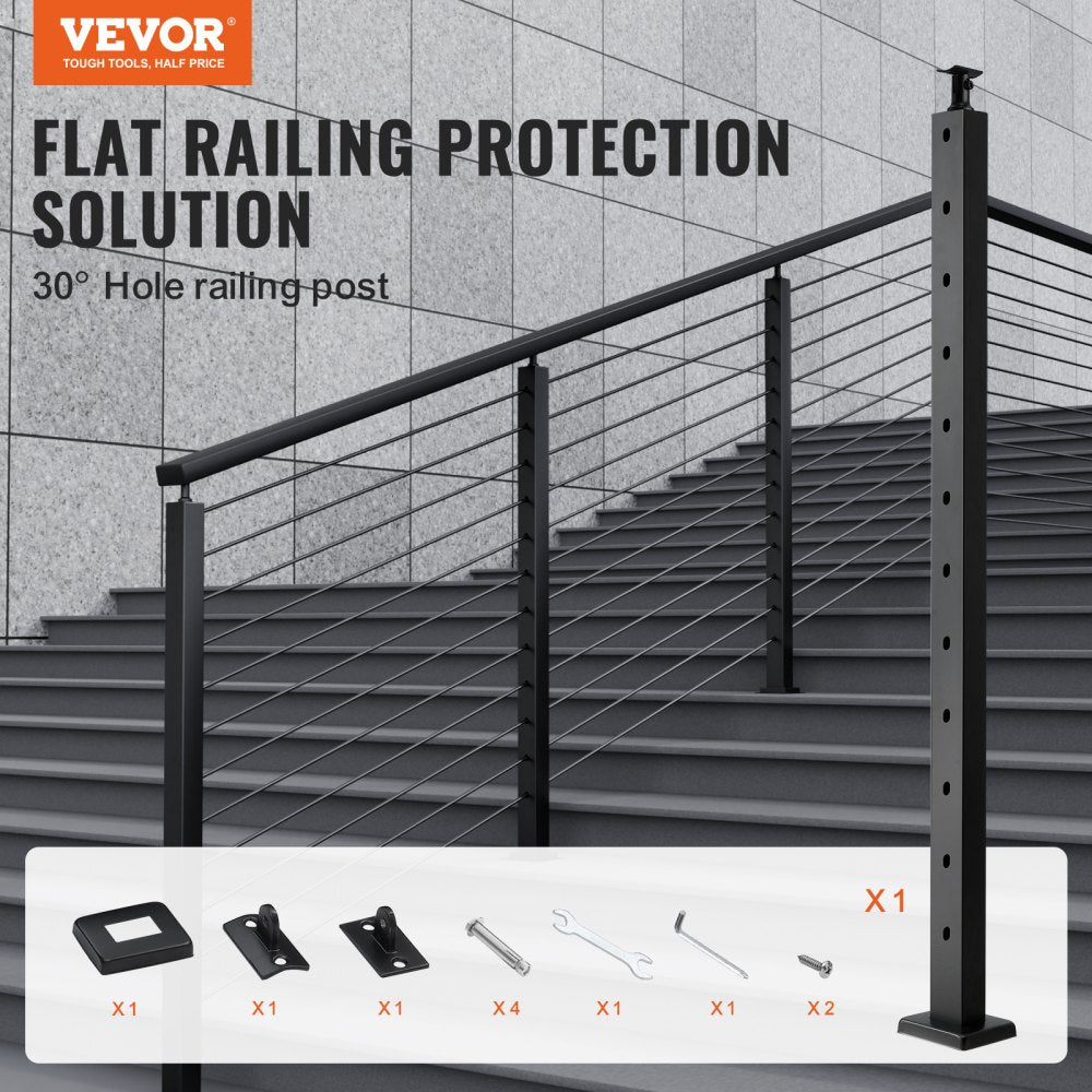 HR-013 - 42" Stainless Steel Railing Post with 30° Angled Hole