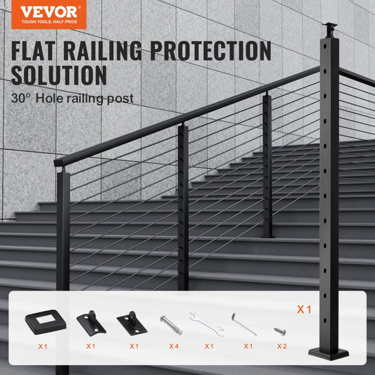 HR-013 - 42" Stainless Steel Railing Post with 30° Angled Hole