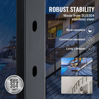 HR-013 - 42" Stainless Steel Railing Post with 30° Angled Hole