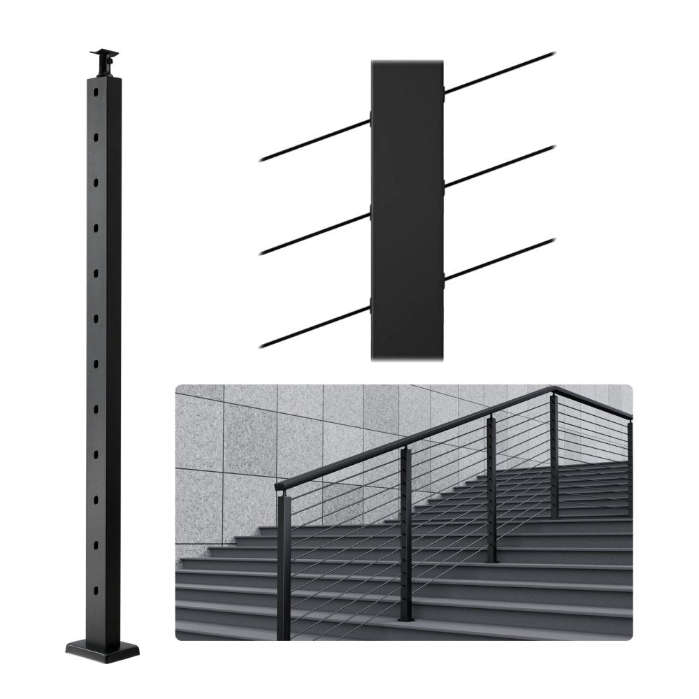 HR-013 - 42" Stainless Steel Railing Post with 30° Angled Hole