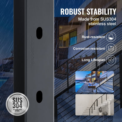 HR-015 - 36" SUS304 Stainless Steel Railing Post for Indoor/Outdoor Use