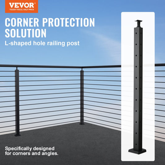HR-016 - 36" SUS304 Stainless Steel Cable Railing Post with 10 Pre-Drilled Holes