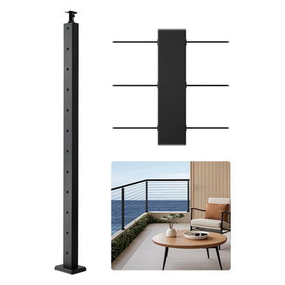 HR-018G - 42" Stainless Steel Cable Railing Post with Pre-Drilled Holes