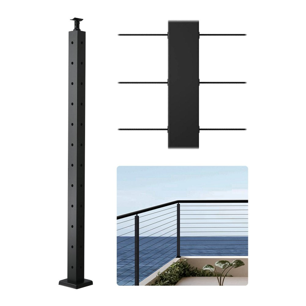 HR-007 - 42" Corner Cable Railing Post, Durable SUS304 Stainless Steel