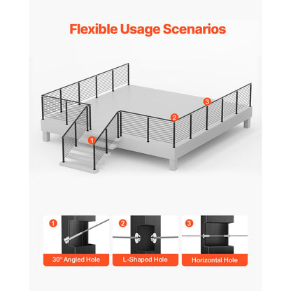 VV-106.7x5x5-LGZYK - 42" SUS304 Stainless Steel Cable Railing Post System