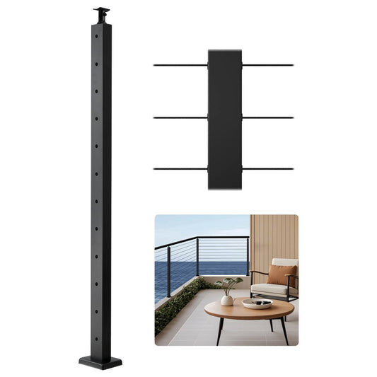 VV-106.7x5x5-LGZYK - 42" SUS304 Stainless Steel Cable Railing Post System