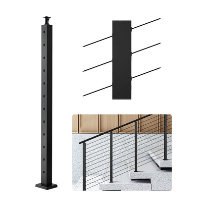 HR-006 - 42"x2" Stainless Steel Cable Railing Post with Pre-Drilled Holes