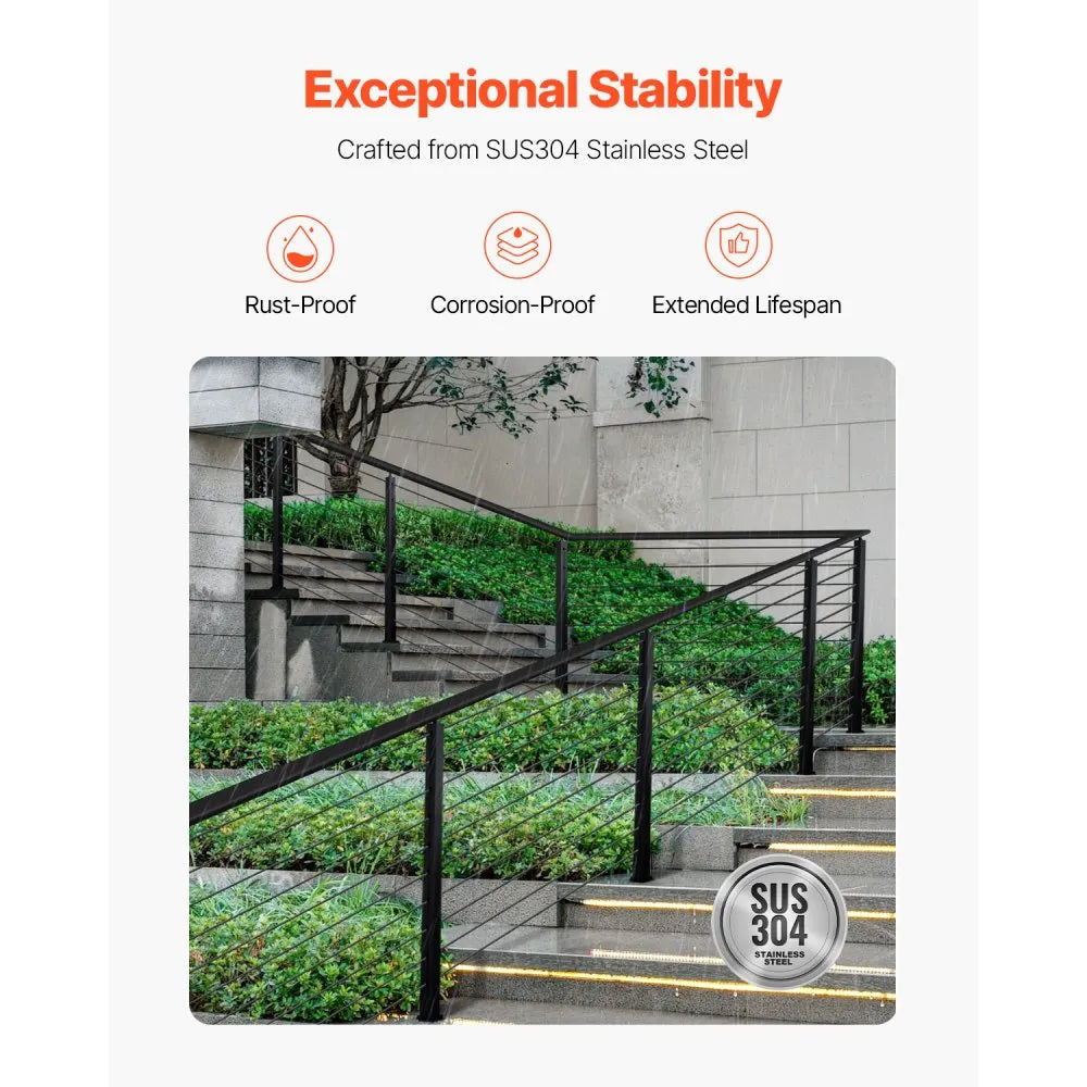 HR-015G - 36" SUS304 Stainless Steel Cable Railing Post with Pre-Drilled Holes