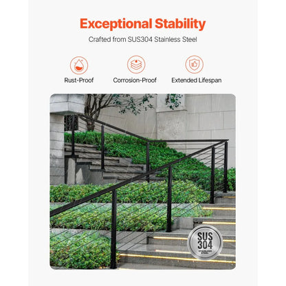 HR-015G - 36" SUS304 Stainless Steel Cable Railing Post with Pre-Drilled Holes