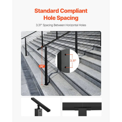 HR-015G - 36" SUS304 Stainless Steel Cable Railing Post with Pre-Drilled Holes