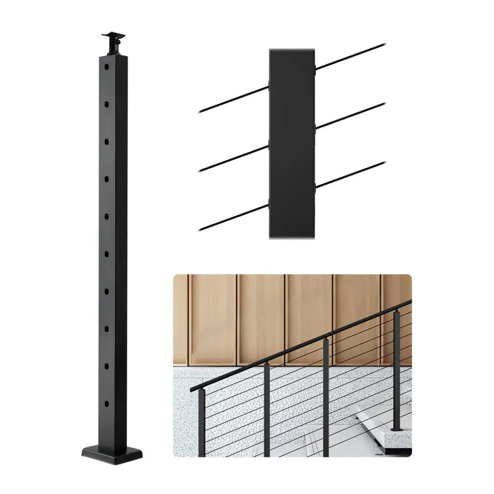 HR-015G - 36" SUS304 Stainless Steel Cable Railing Post with Pre-Drilled Holes