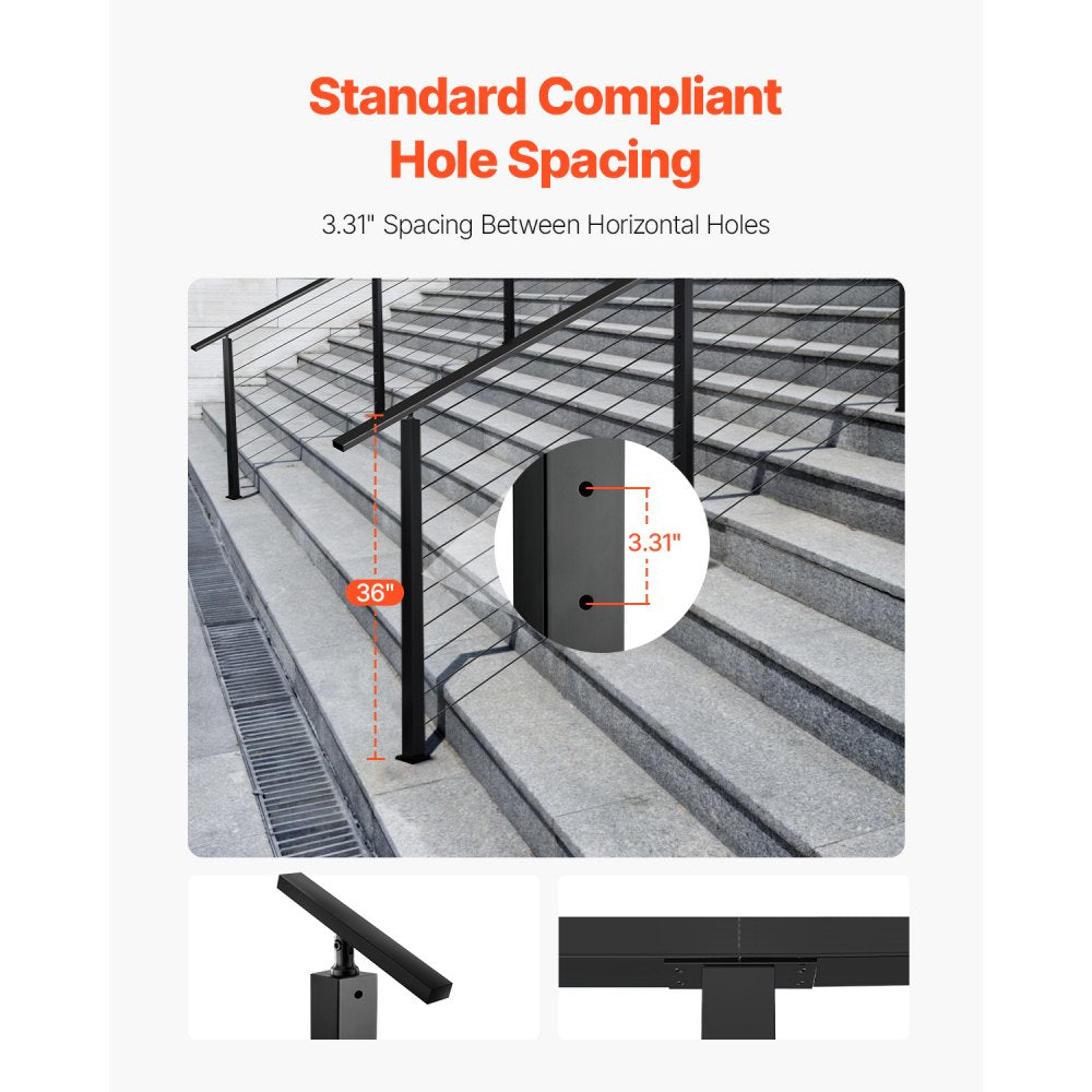 HR-010 - 36" Stainless Steel Cable Railing Post for Decks and Stairs