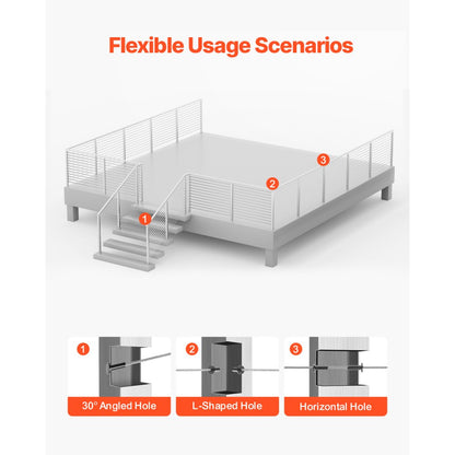 VV-106.7x5x5-LGZYKSLIVER - 42" SUS304 Stainless Steel Cable Railing Post with Accessories