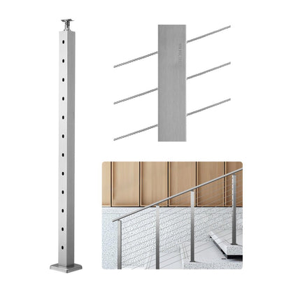 HR-005 - 42" Stainless Steel Cable Railing Post with Adjustable Design