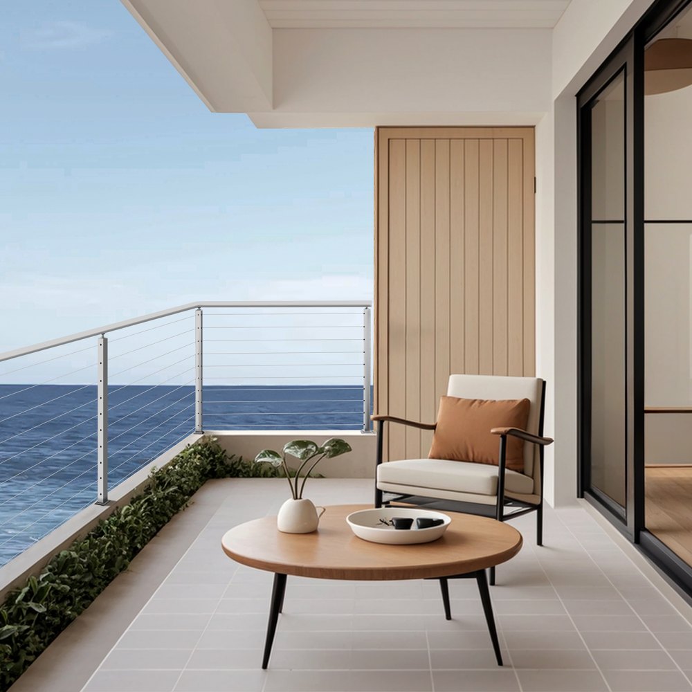 HR-012 - Durable 36x2 Stainless Steel Cable Railing Post with Pre-Drilled Holes