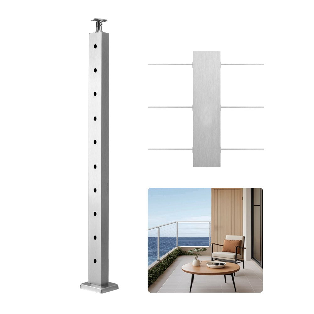 VV-91.4x5x5-LGZWKSLIVERDZ - Durable 36" Stainless Steel Cable Railing Post