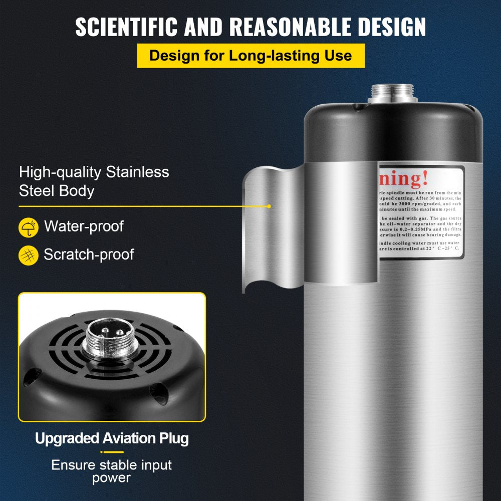 010504584436 - VEVOR 24000 RPM Air Cooled ER20 Spindle Motor for CNC