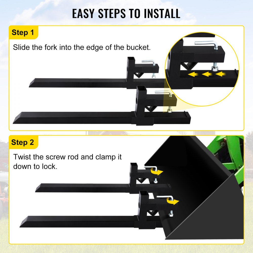 UN-C-2000LB - Heavy-Duty 46.9" Clamp-On Forks for 2000 lbs Capacity